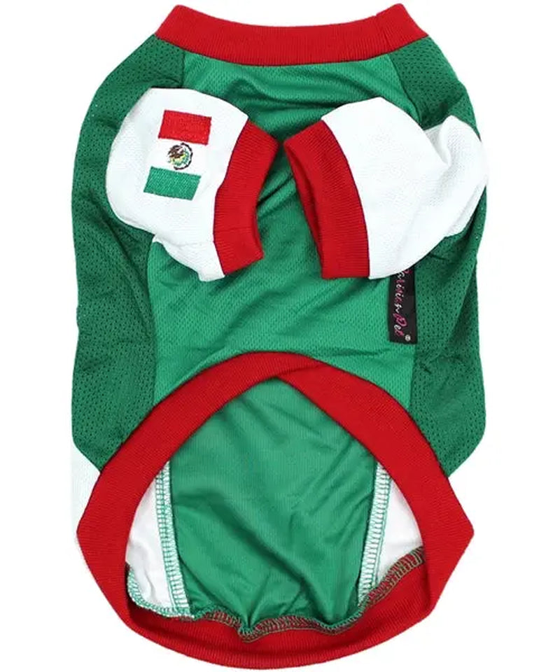 Parisian Pet 'Team Mexico' Patriotic Dog and Cat T-Shirt – Ideal for Soccer Enthusiasts – Red, White, Green