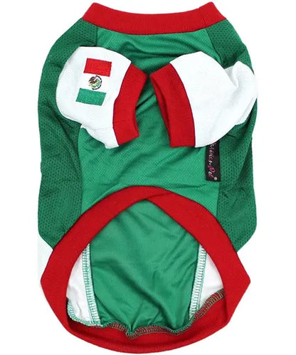 Parisian Pet 'Team Mexico' Patriotic Dog and Cat T-Shirt – Ideal for Soccer Enthusiasts – Red, White, Green