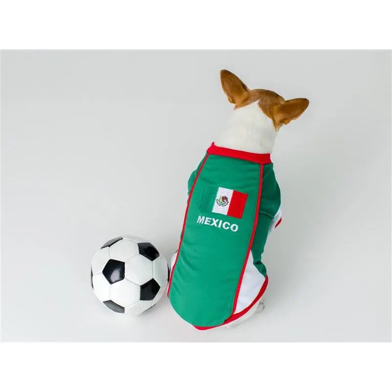 Parisian Pet 'Team Mexico' Patriotic Dog and Cat T-Shirt – Ideal for Soccer Enthusiasts – Red, White, Green