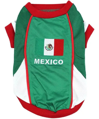 Parisian Pet 'Team Mexico' Patriotic Dog and Cat T-Shirt – Ideal for Soccer Enthusiasts – Red, White, Green