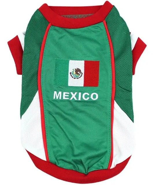 Parisian Pet 'Team Mexico' Patriotic Dog and Cat T-Shirt – Ideal for Soccer Enthusiasts – Red, White, Green